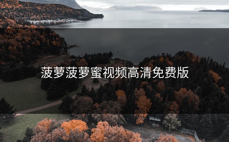 菠萝菠萝蜜视频高清免费版
