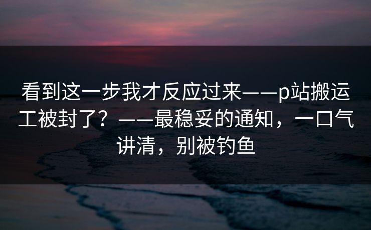 看到这一步我才反应过来——p站搬运工被封了？——最稳妥的通知，一口气讲清，别被钓鱼